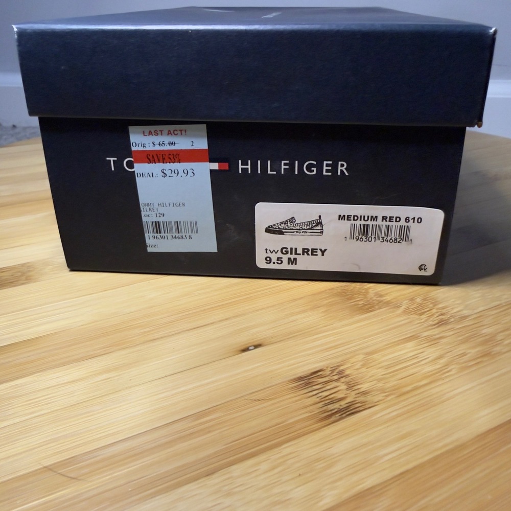 Tommy Hilfiger Womens Red Knit Monogram Slip On Sneakers Script Logo Low Top - Picture 11 of 11